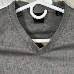 Dunning Golf Mens Long Sleeve V Neck Herringbone Pullover Sweater L Gray